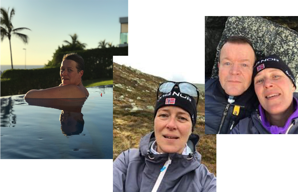 Anne Berit Audunsdottir deler erfaringer fra overgangsalderen, aktivt liv, mann, frilfuft, basseng
